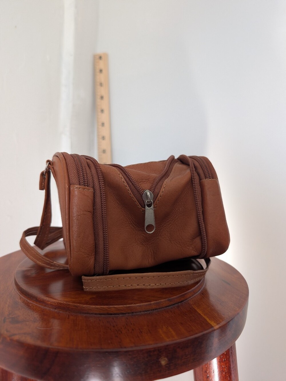 Brown Leather Crossbody Expandable Purse